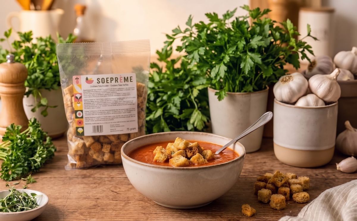 Kom tomatensoep met Soeprème croutons